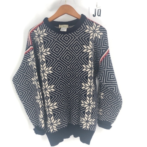 Vintage LL Bean Nordic holiday new wool sweater Sz L